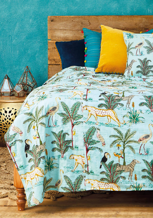 Jungle Print Jade Sengeteppe