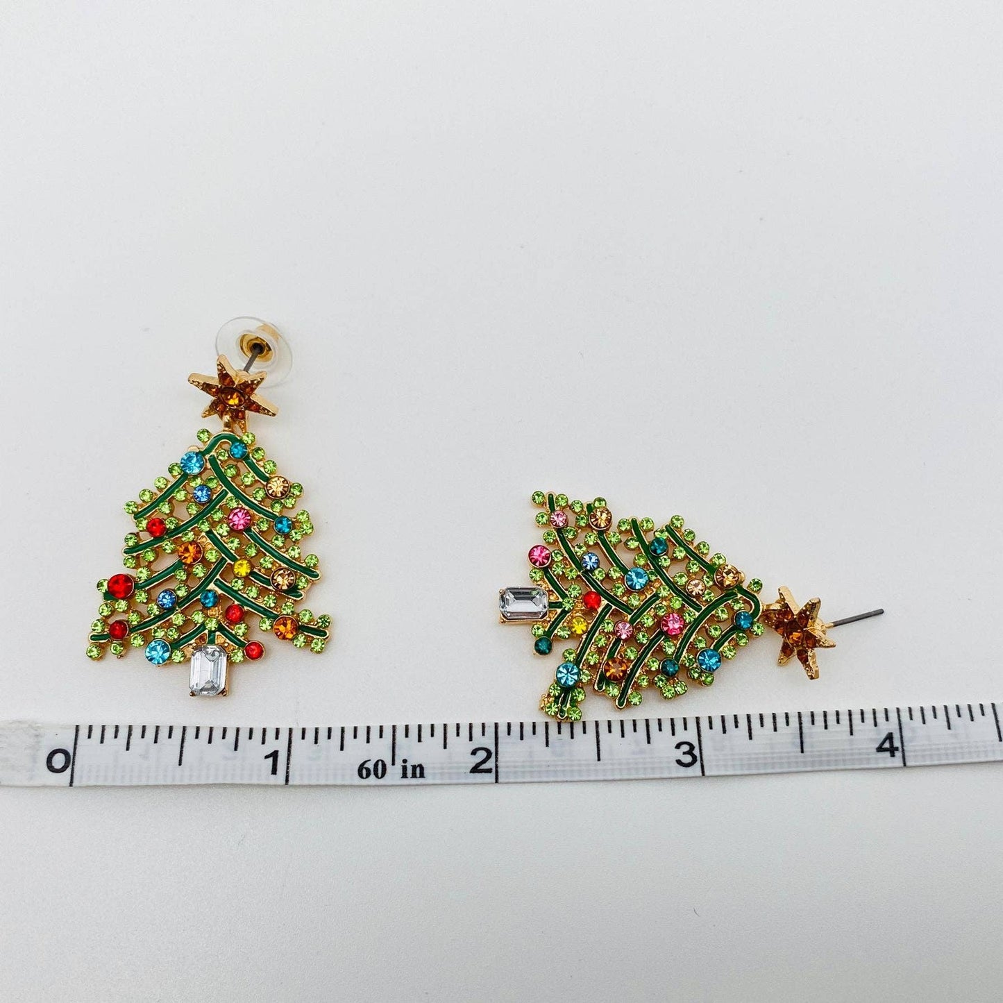 Green Christmas Tree Earrings