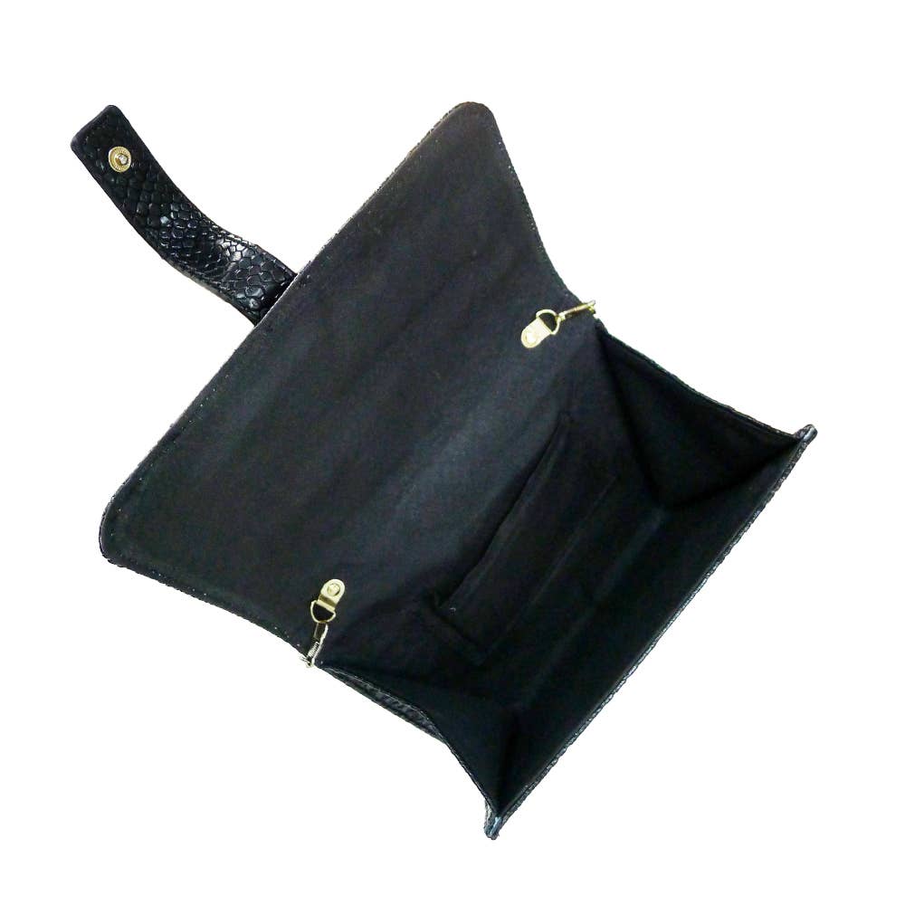 Studded Croc Clutch