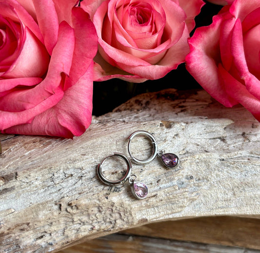 Pink Teardrop Øredobber