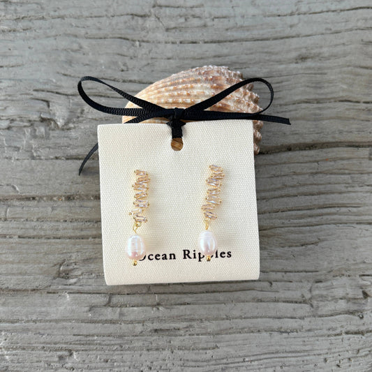 Pearl Zirconia Zigzag Øreringer