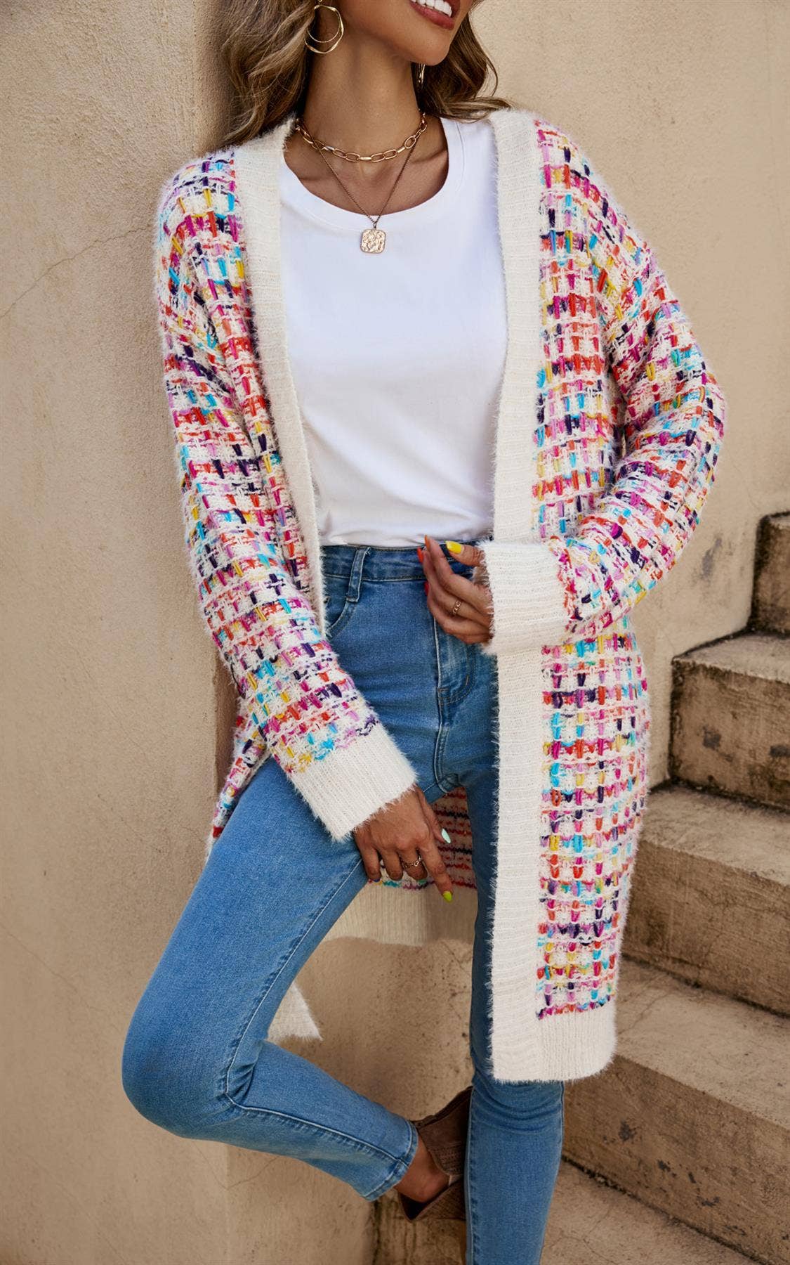 Cream Boucle Cardigan