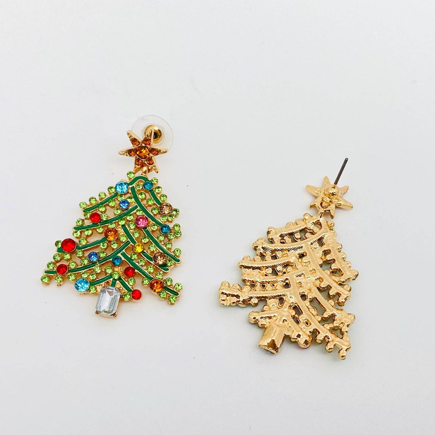 Green Christmas Tree Earrings