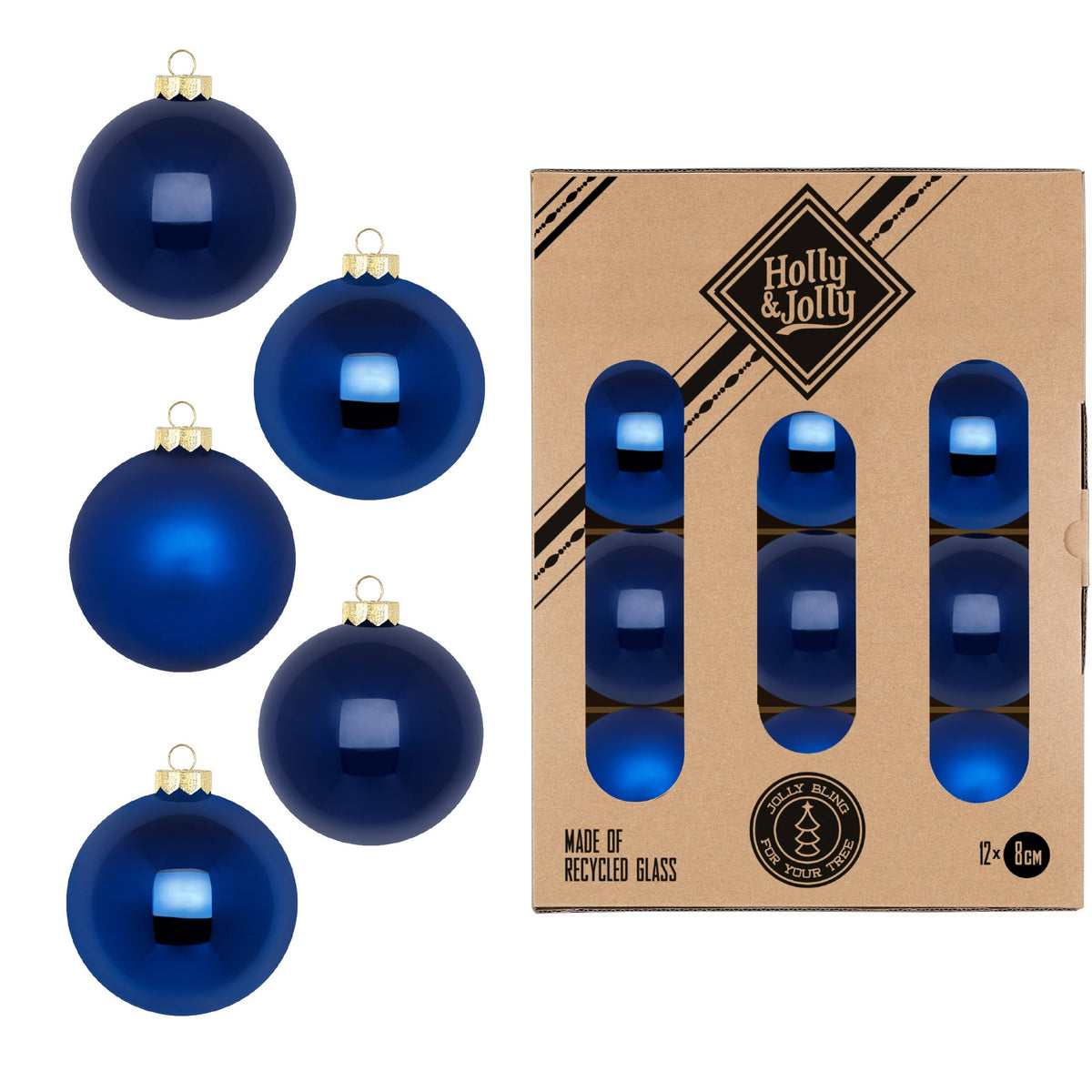 Glasskuler Royal blue 8 cm