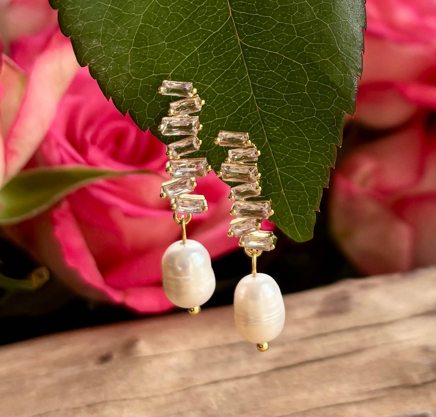 Pearl Zirconia Zigzag Øreringer