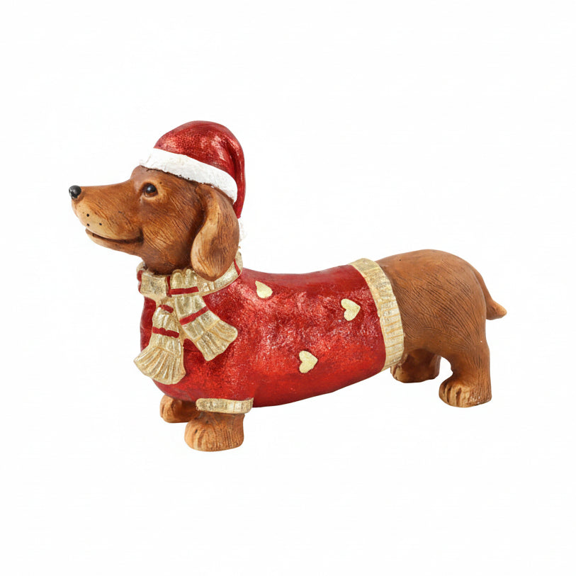 Dachshund Festive Rød Figur