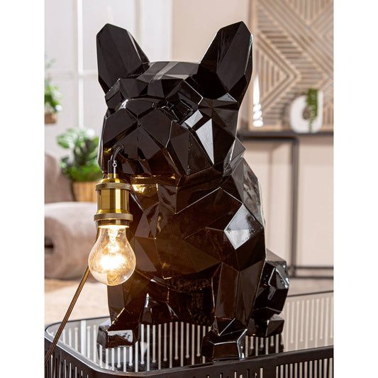 Frenchie Geo Svart Bordlampe