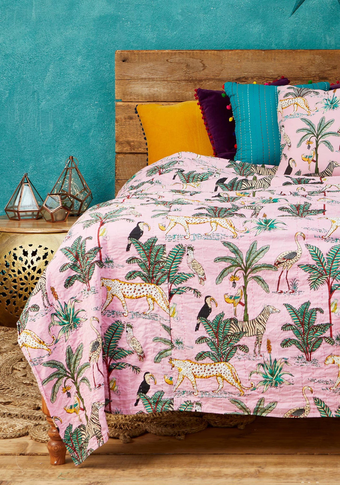 Jungle Print Pink Sengeteppe