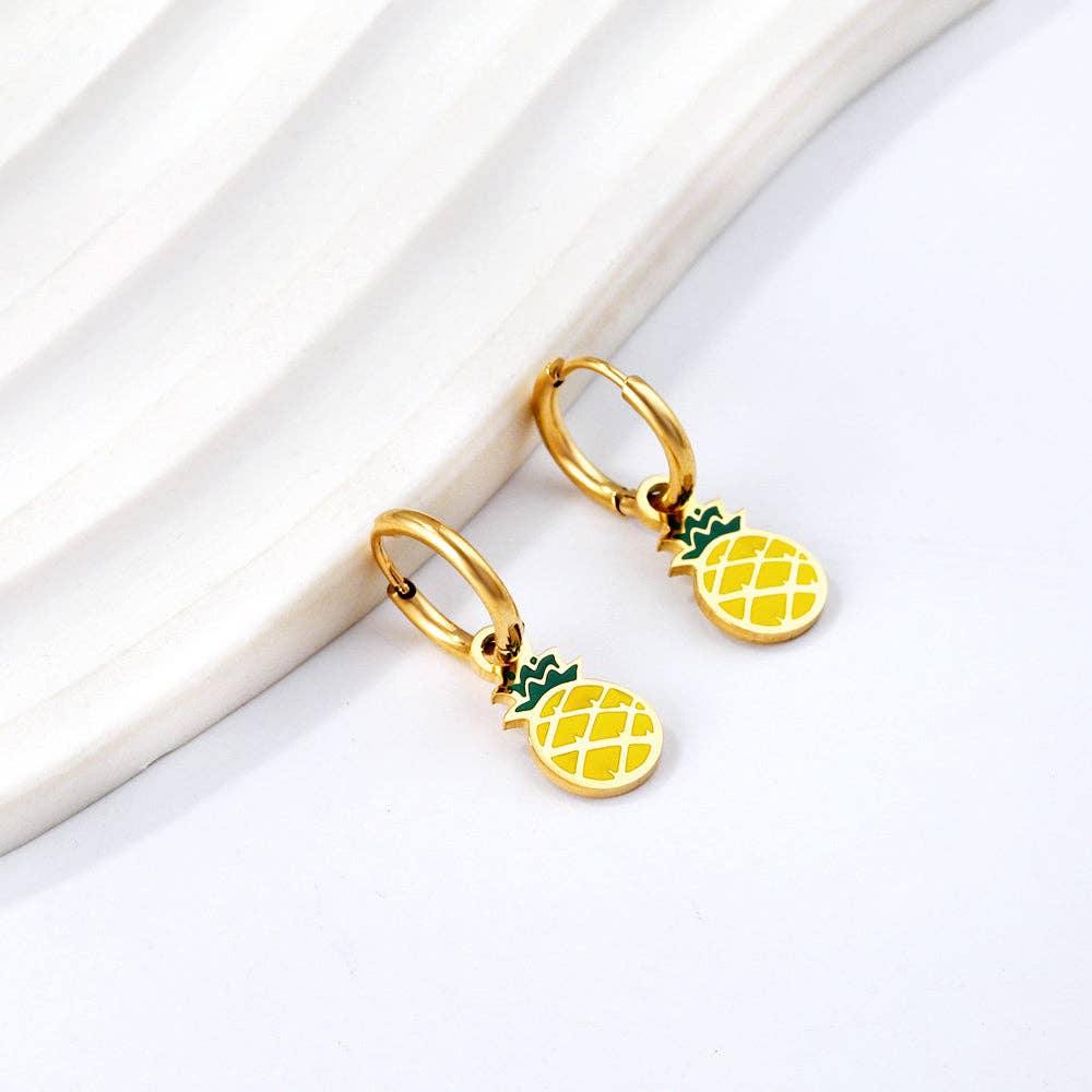 Pineapple Huggie Hoops