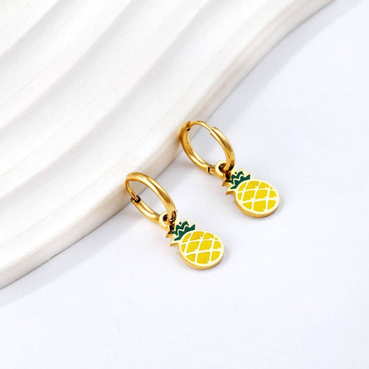 Pineapple Huggie Hoops