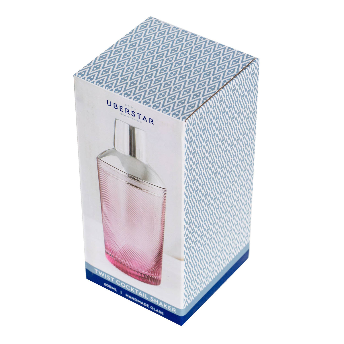 Pink Twist Glass Cocktail Shaker