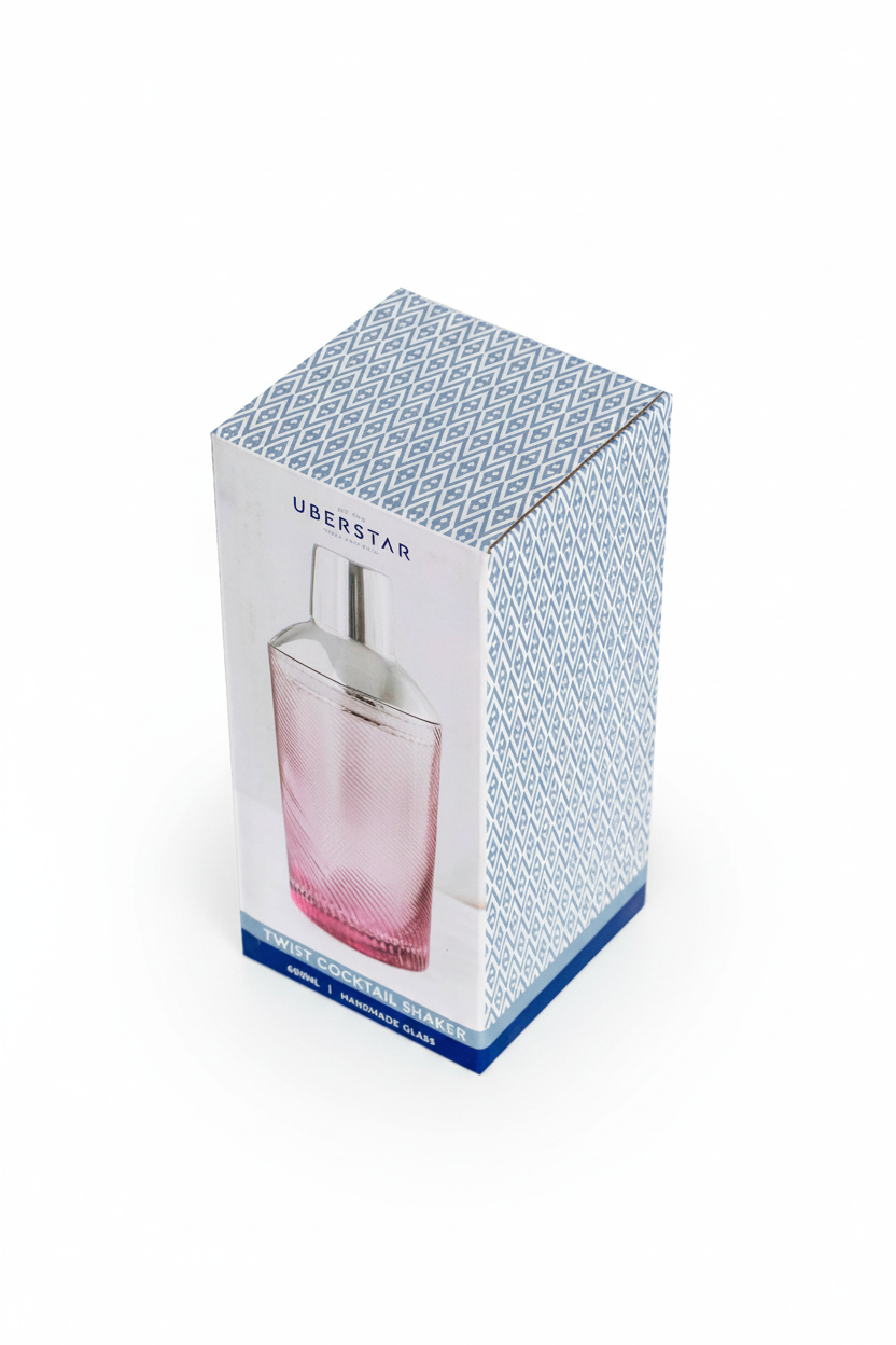 Pink Twist Glass Cocktail Shaker