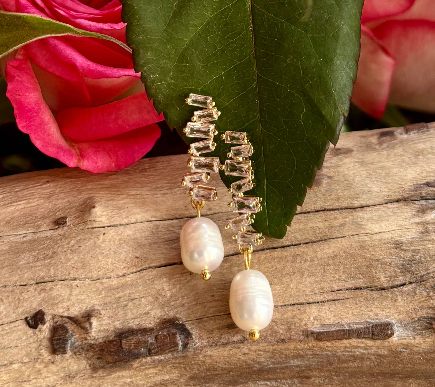 Pearl Zirconia Zigzag Øreringer