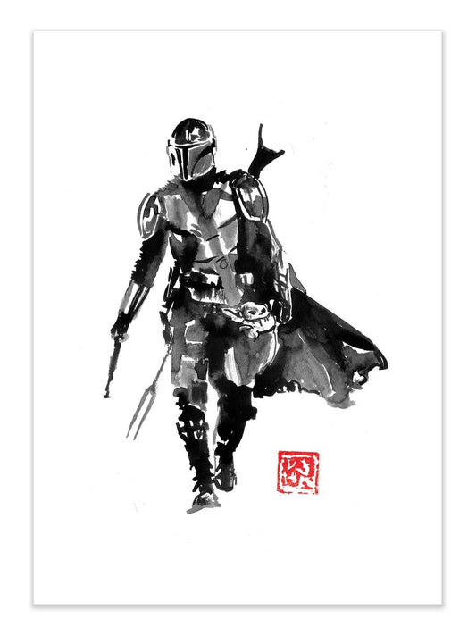 Mandalorian and Baby Yoda Plakat