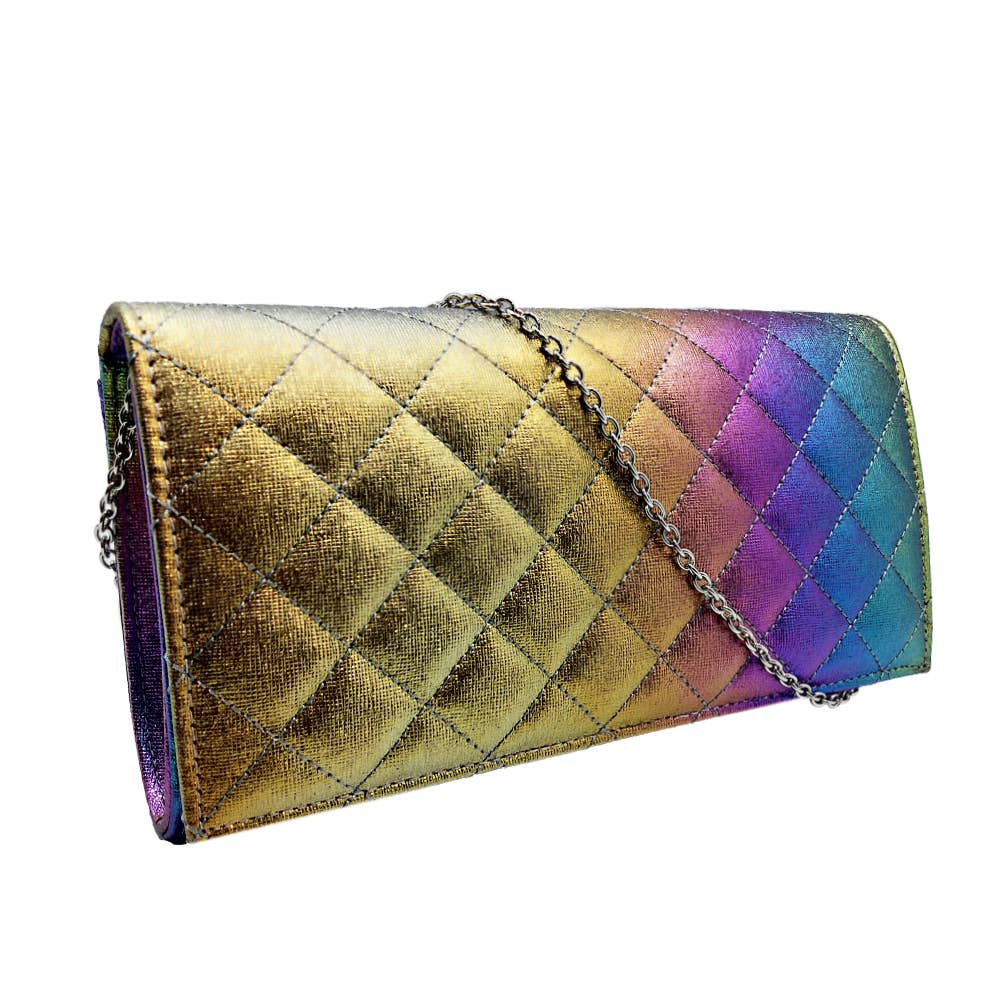 Quilted Metallic Clutch
