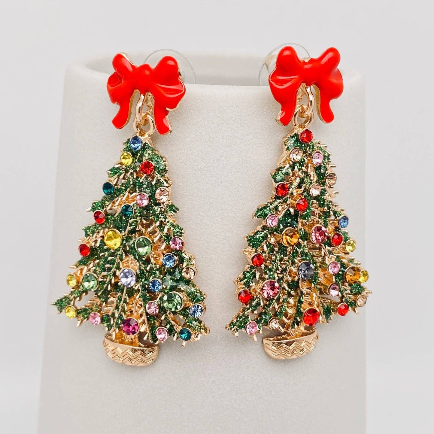 Christmas Tree Bow Earrings