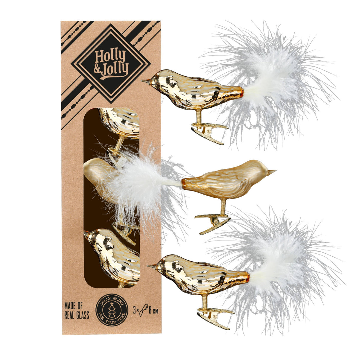 Fugl Brocade Gold 8 cm