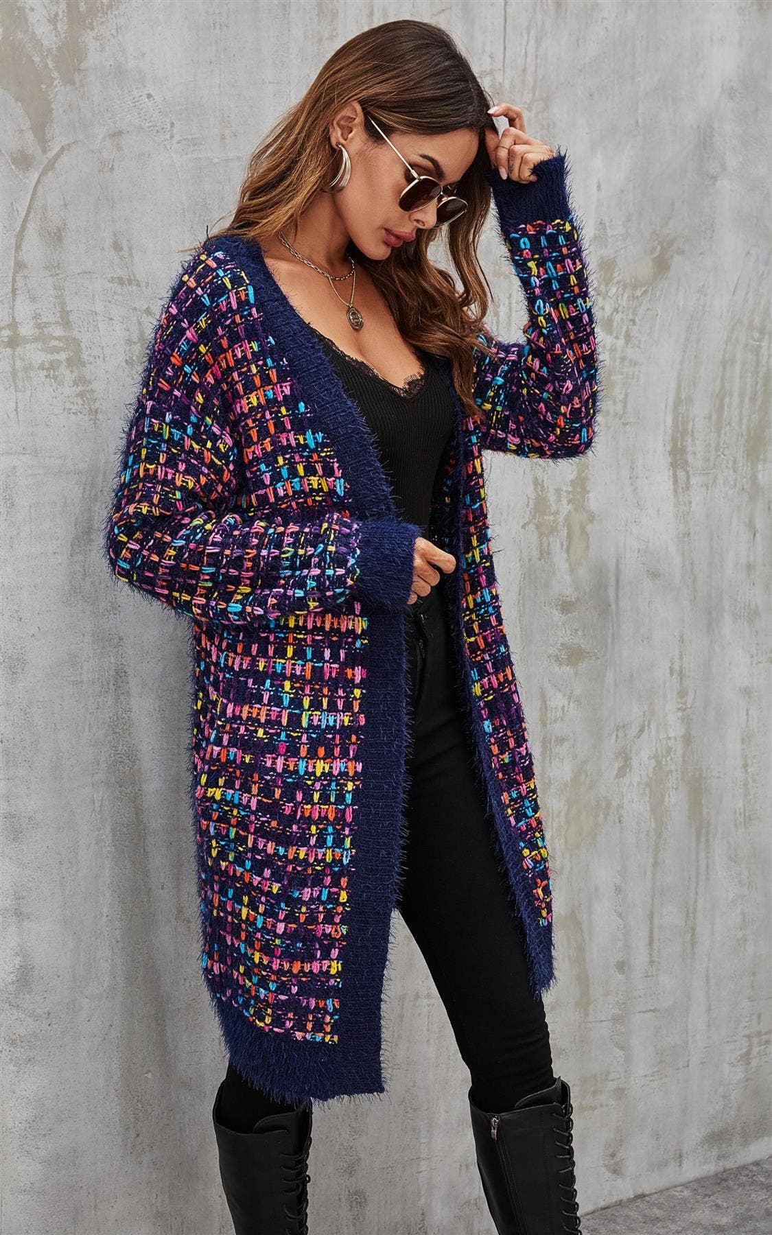 Multi Speckles Boucle Cardigan