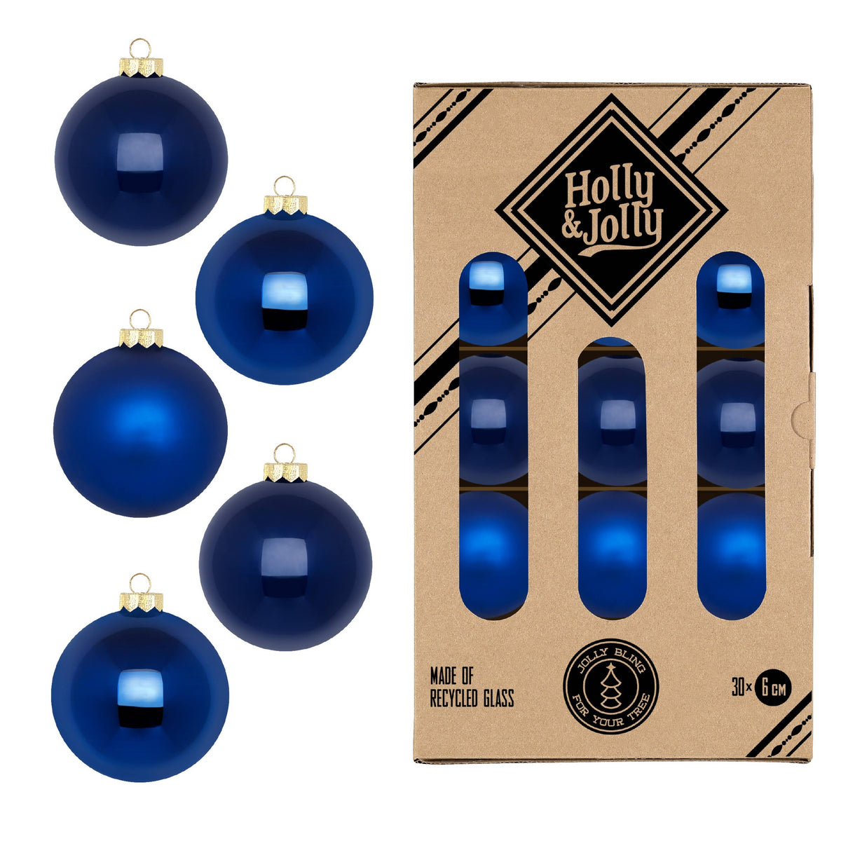 Glasskuler Royal Blue 6 cm