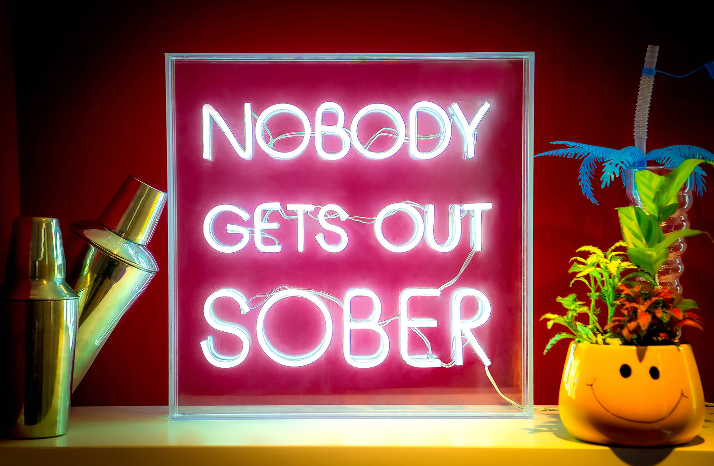 Neonskilt White Nobody Gets Out Sober