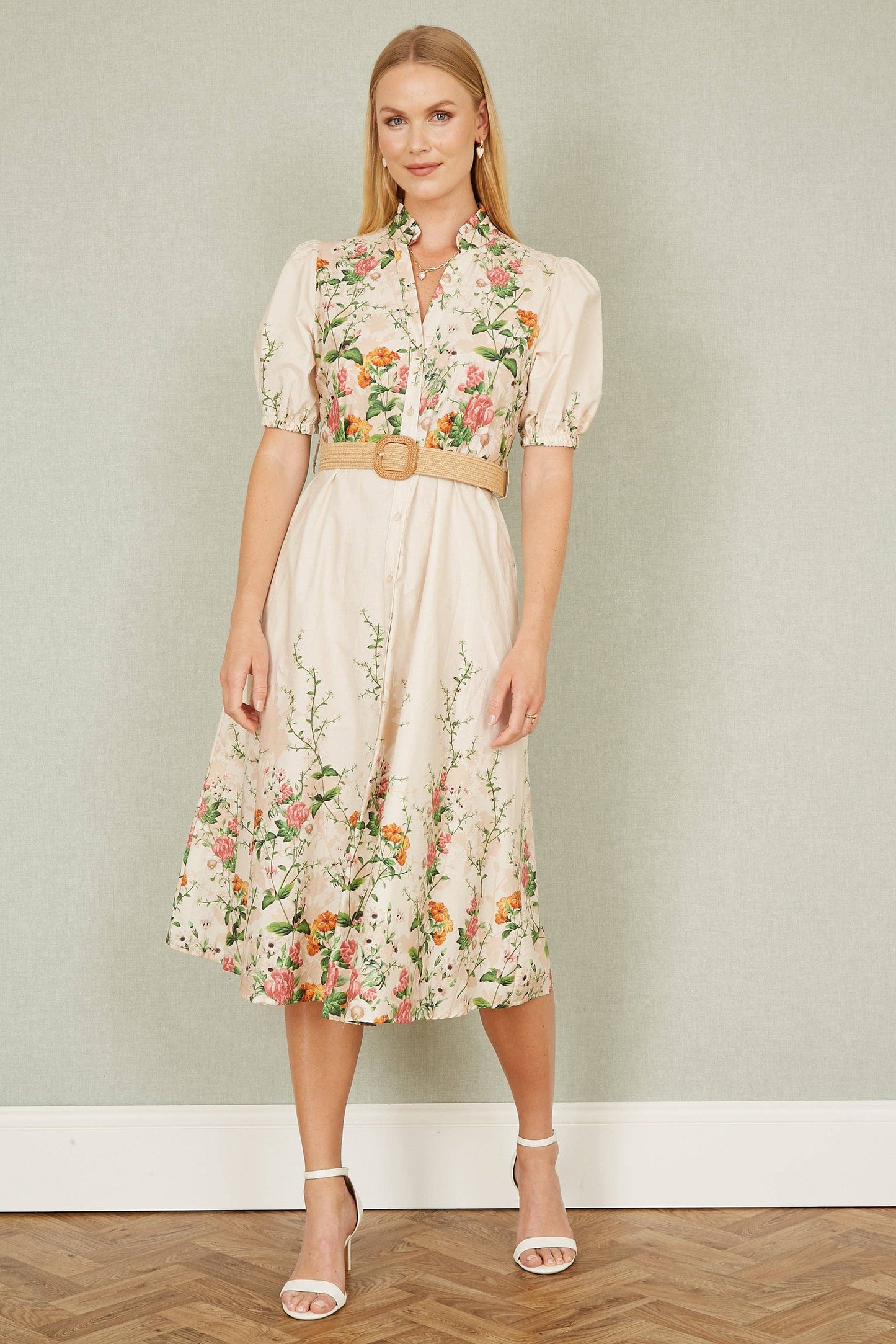 Floral Midi Skjortekjole
