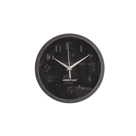 Veggklokke Metal Black