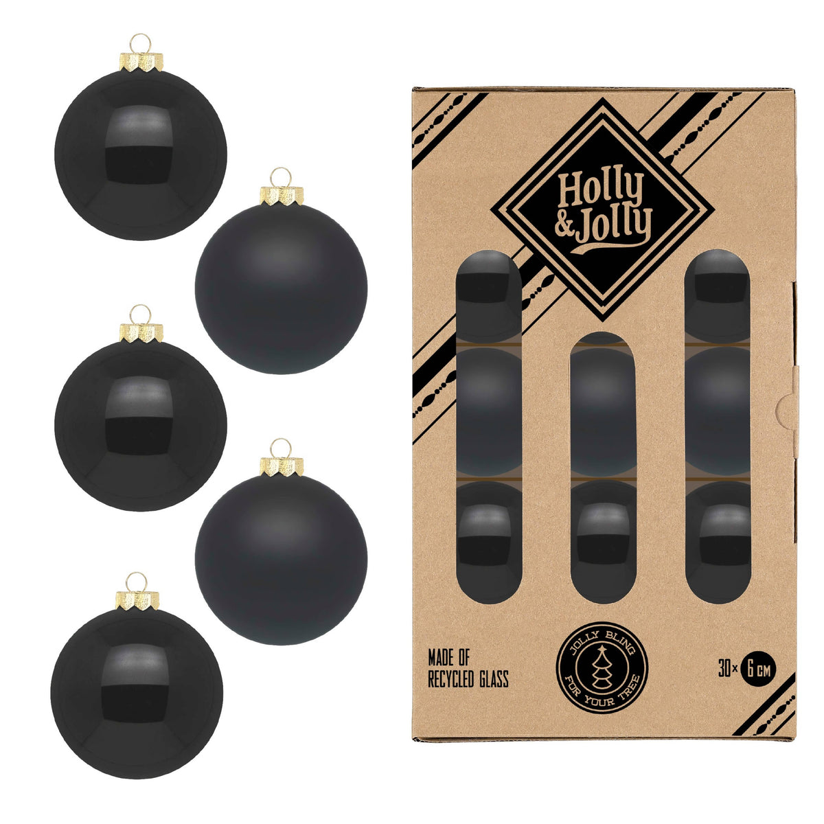 Glasskuler Ebony Black 6 cm
