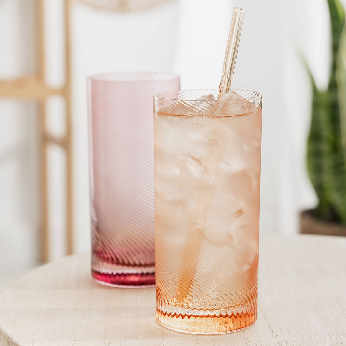 Twist Highball Tumblers Pink