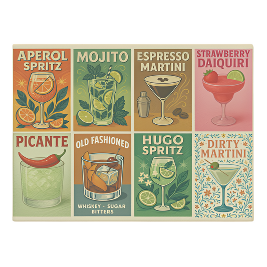Skjærebrett Retro Cocktail Posters