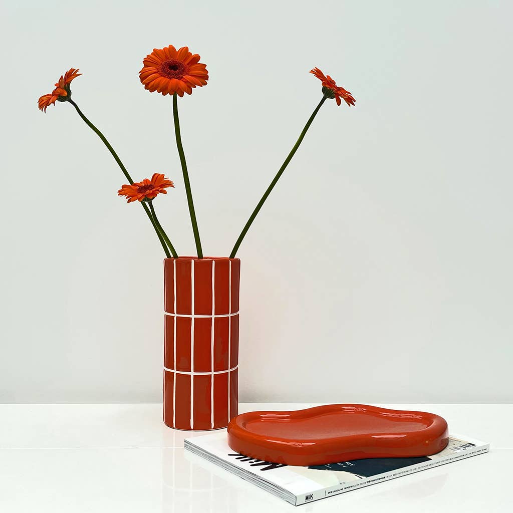 Orange tile vase