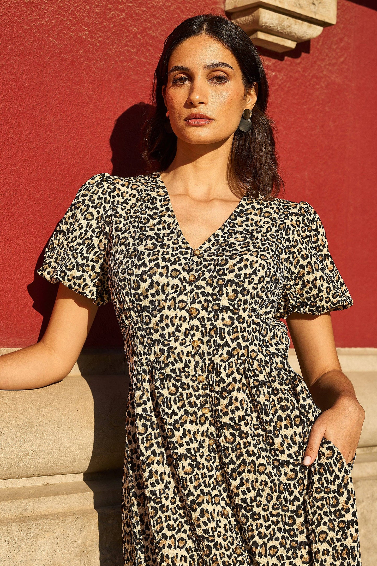 Midikjole med Leopardmønster