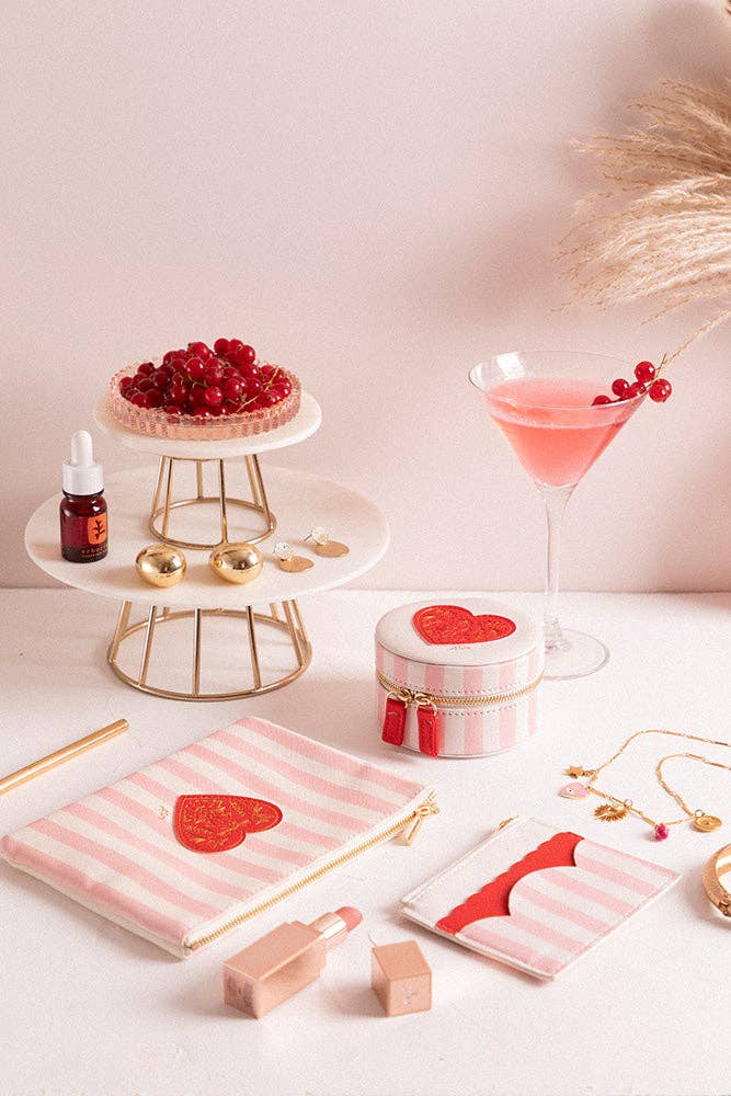 Pink Stripes Reisesmykkeskrin