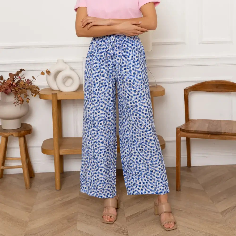 Wide Floral Bukse