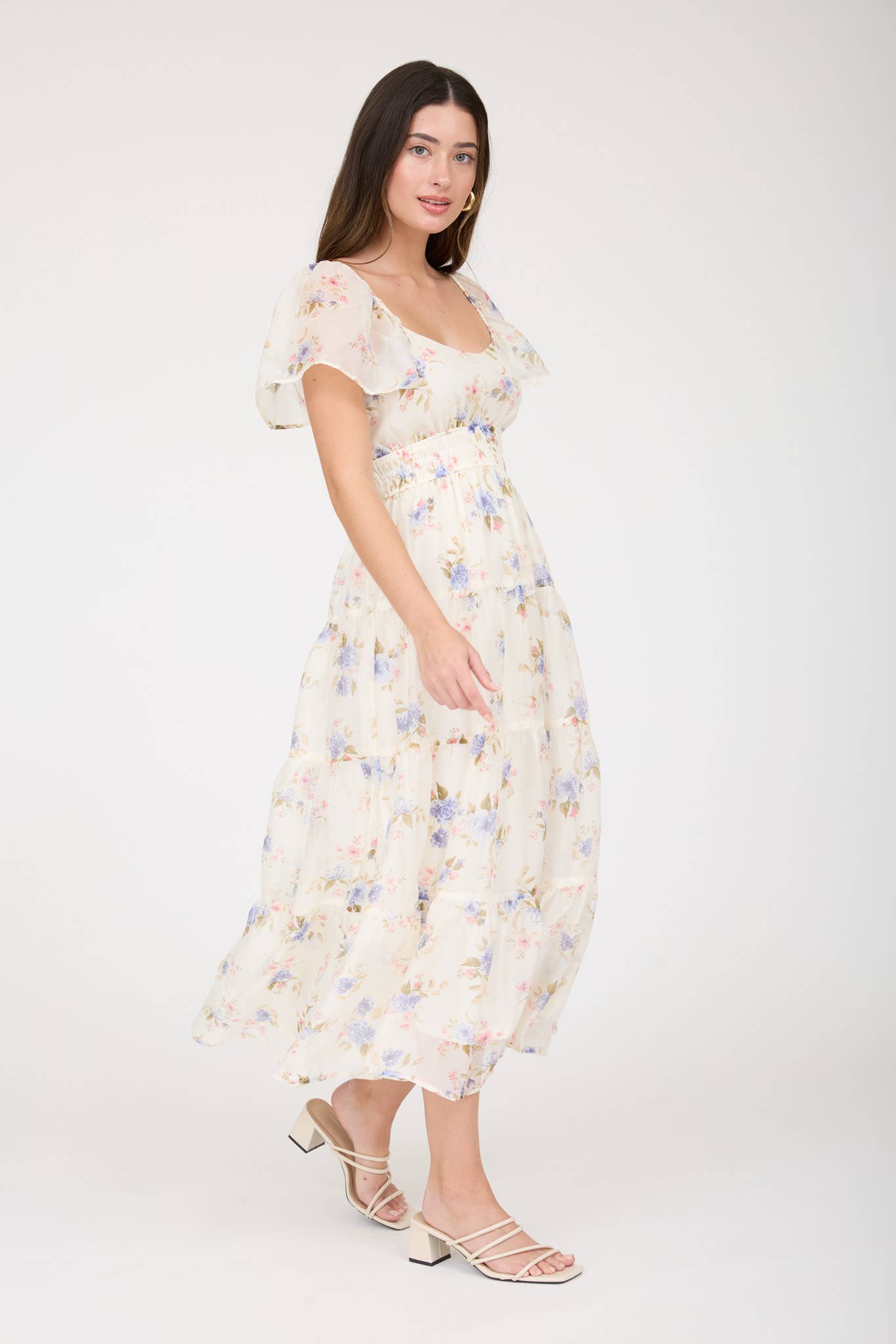 Chiffon Shirred Midikjole