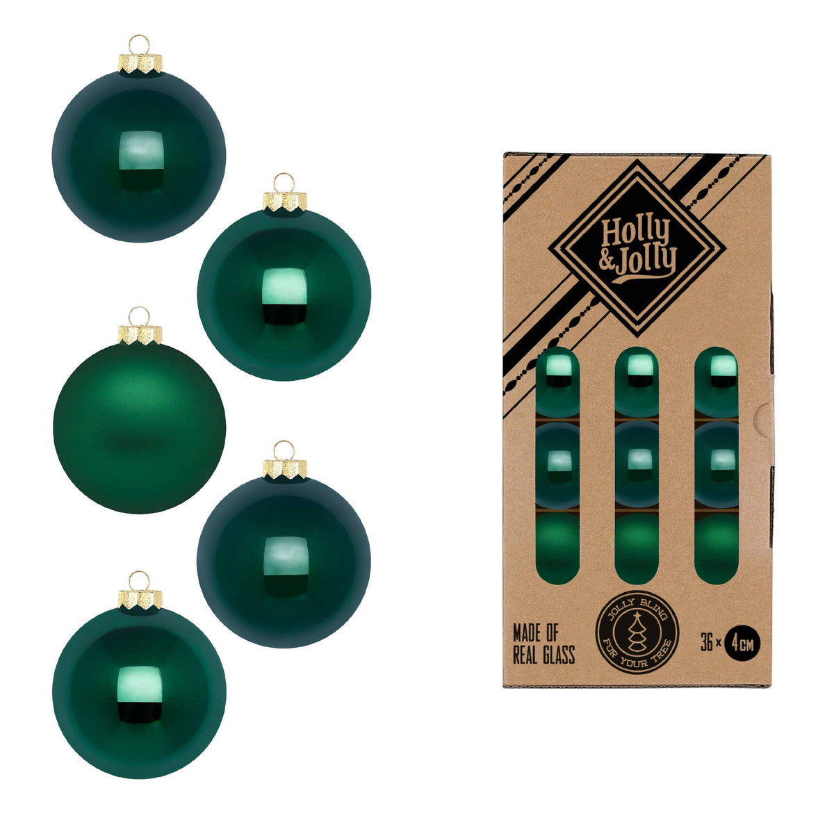 Glasskuler Fir Green 4 cm