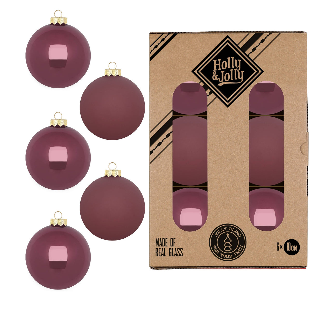 Glass balls Dusty rose 10 cm