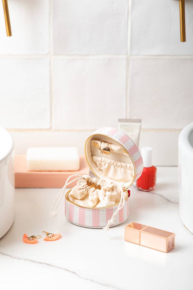 Pink Stripes Reisesmykkeskrin