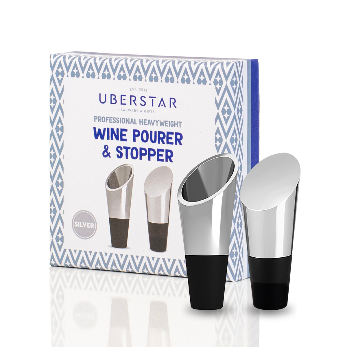 Wine Pourer and Stopper Duo Sølv