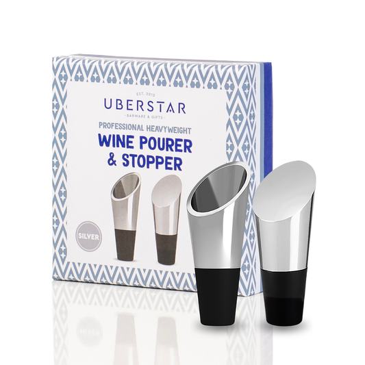 Wine Pourer and Stopper Duo Sølv