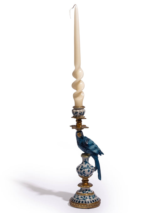 Blå Antique Parrot Lysholder