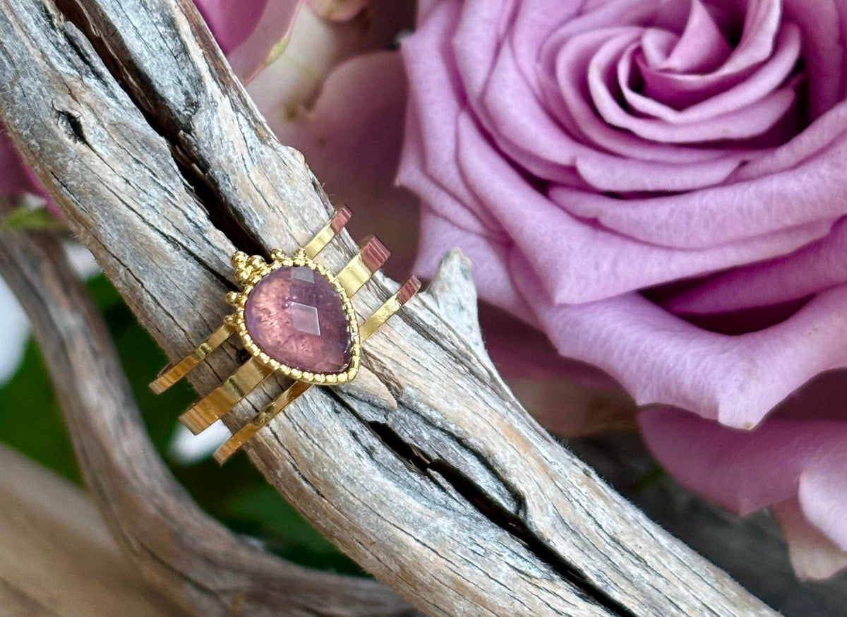 Amethyst Triple Band Ring  