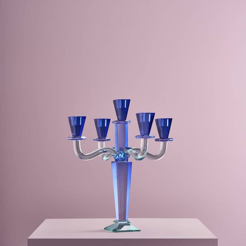 Fancy Crystal Candelabra Blue