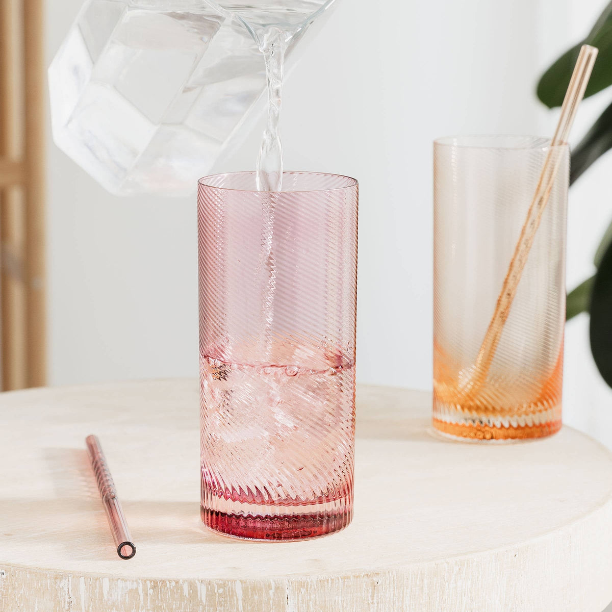 Twist Highball Tumblers Pink