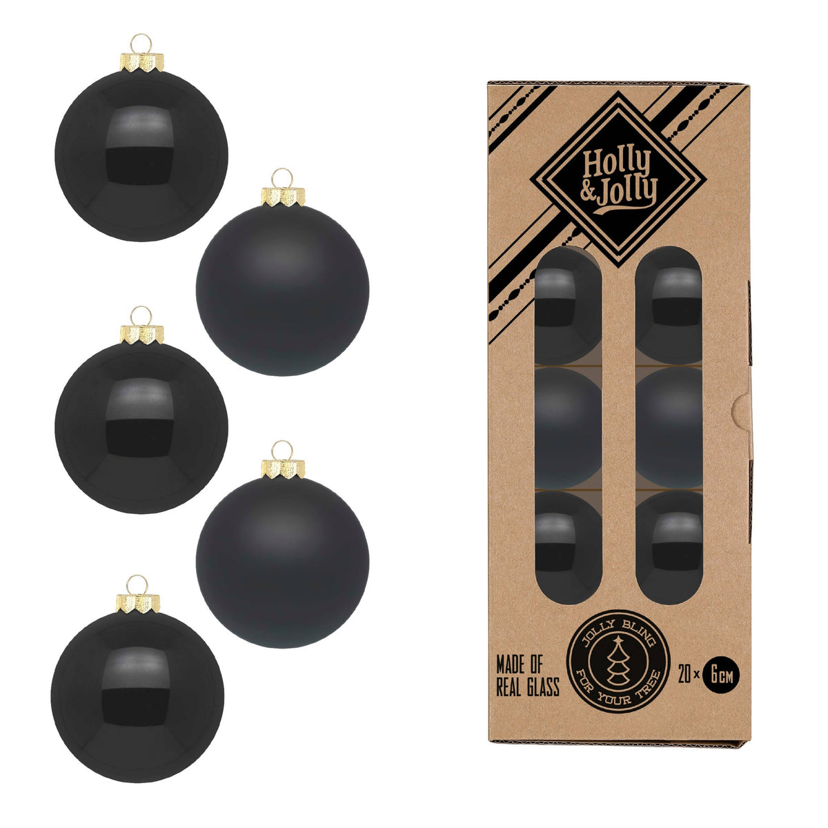 Glasskuler Ebony Black 6 cm