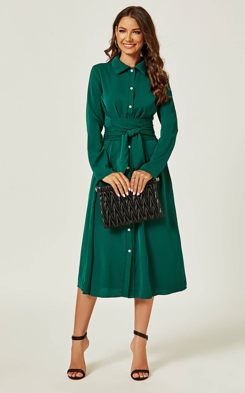 Green Wrap Skjortekjole