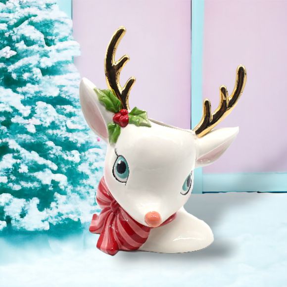 Retro Deer Head Vase Hvit