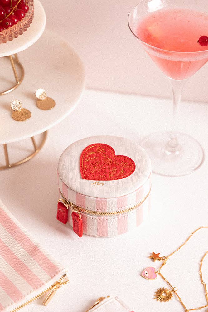 Pink Stripes Reisesmykkeskrin