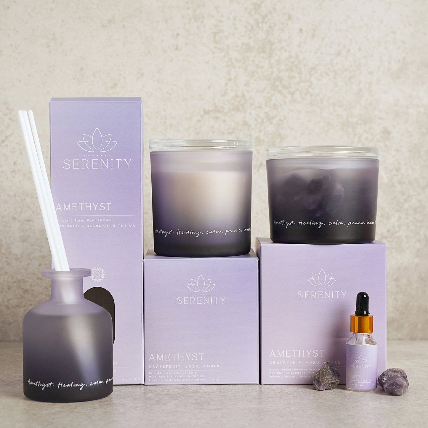 Serenity Amethyst Crystal Bowl Diffuser & Oil