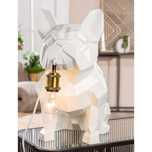 Frenchie Geo Hvit Bordlampe