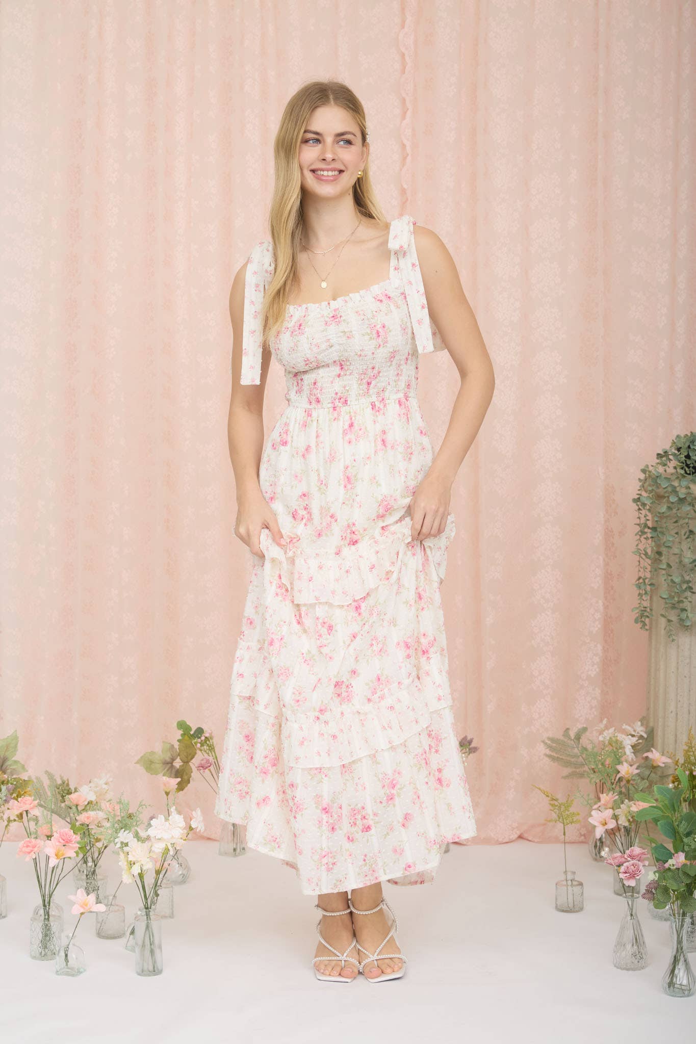 Sweetheart Smocked Midikjole
